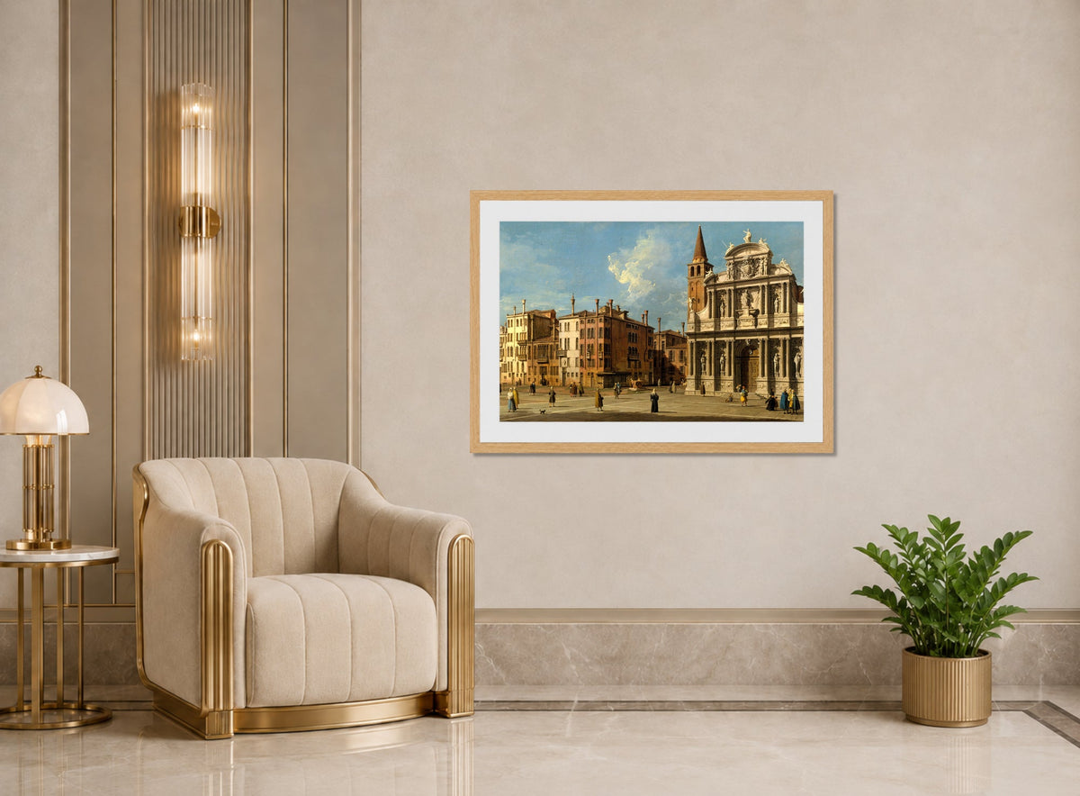 Canaletto Print, Campo Santa Maria Zobenigo, Venice (1730s) — art deco roomset