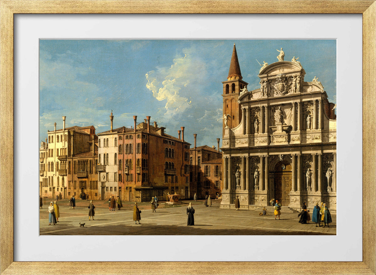 Canaletto Print, Campo Santa Maria Zobenigo, Venice (1730s) — gold frame