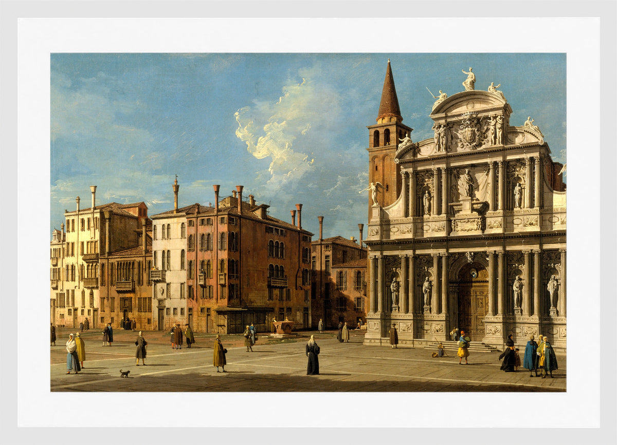 Canaletto Print, Campo Santa Maria Zobenigo, Venice (1730s) — white frame
