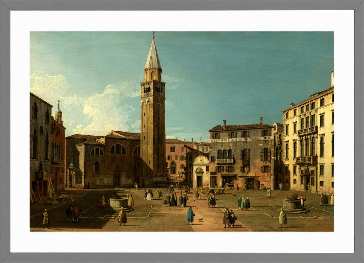 Canaletto Print, Campo Sant’Angelo, Venice (1730s) — light grey frame