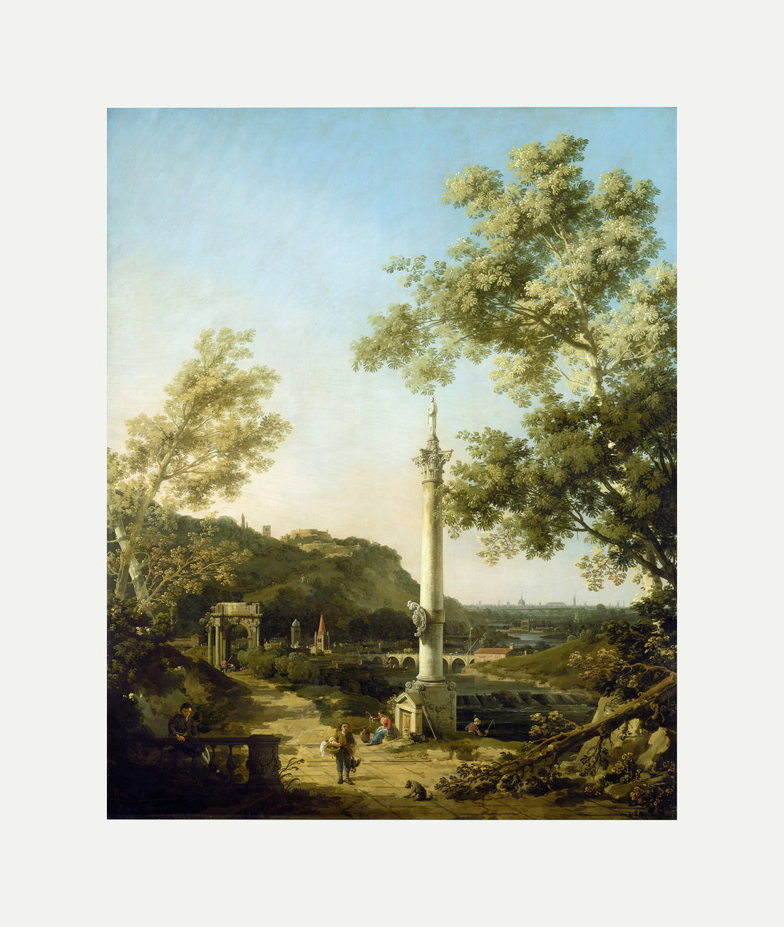 Canaletto Print, English Landscape Capriccio with a Column (c. 1754) — rolled canvas