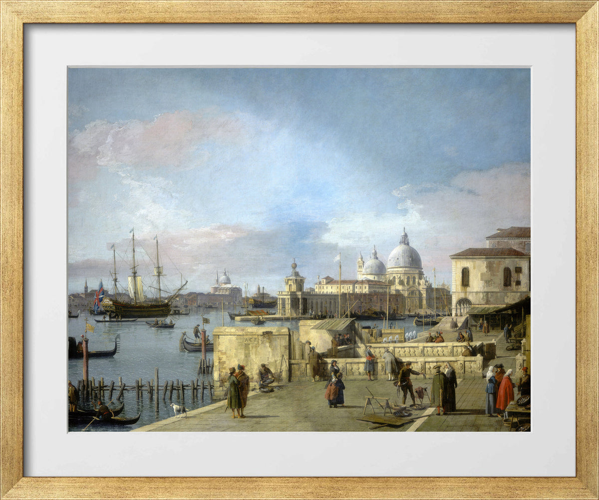 Canaletto Print, Entrance to the Grand Canal from the Molo, Venice (1742-1744) — gold frame