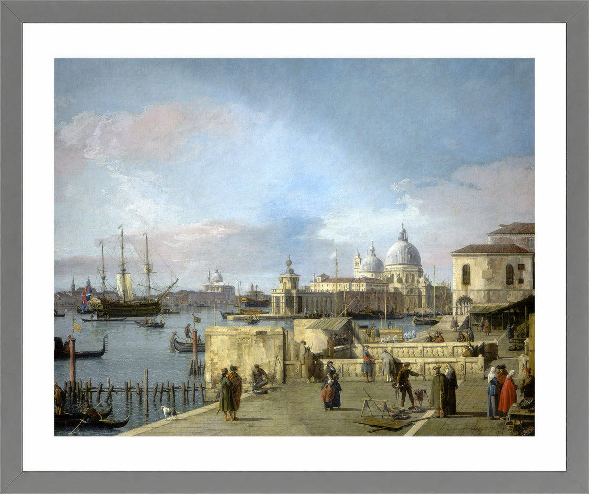 Canaletto Print, Entrance to the Grand Canal from the Molo, Venice (1742-1744) — light grey frame