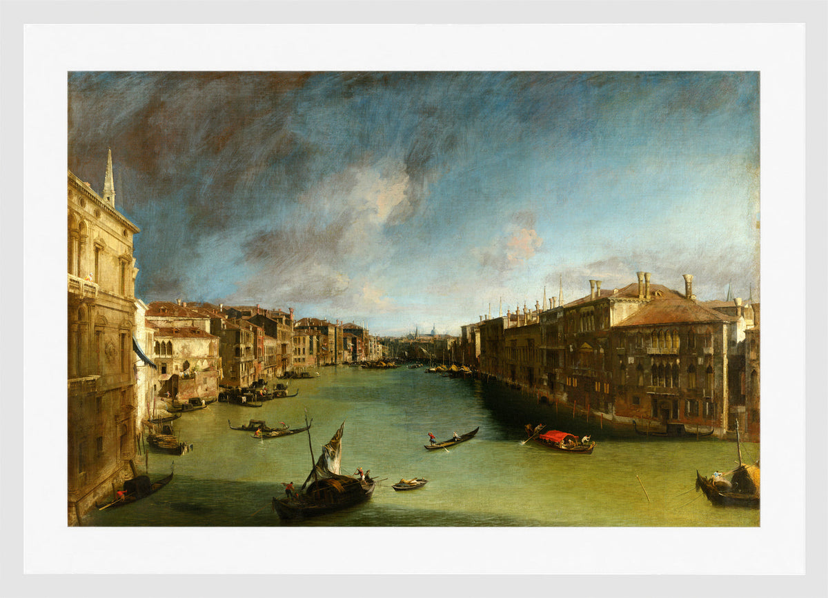 Canaletto Print, Grand Canal from Palazzo Balbi towards the Rialto (between 1720 and 1723) — white frame