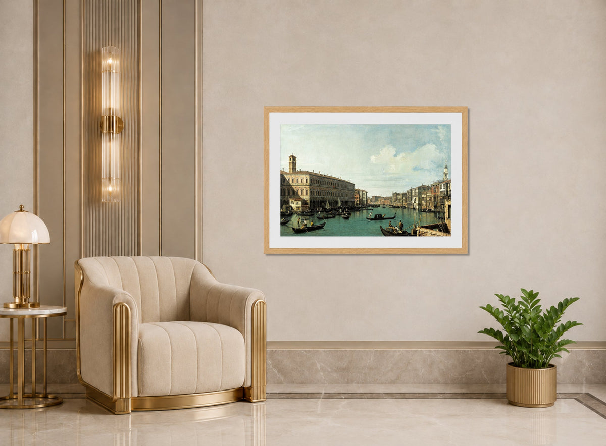 Canaletto Print, Le Grand Canal, vu du pont du Rialto (The Grand Canal Seen from the Rialto Bridge) (1725) — art deco roomset