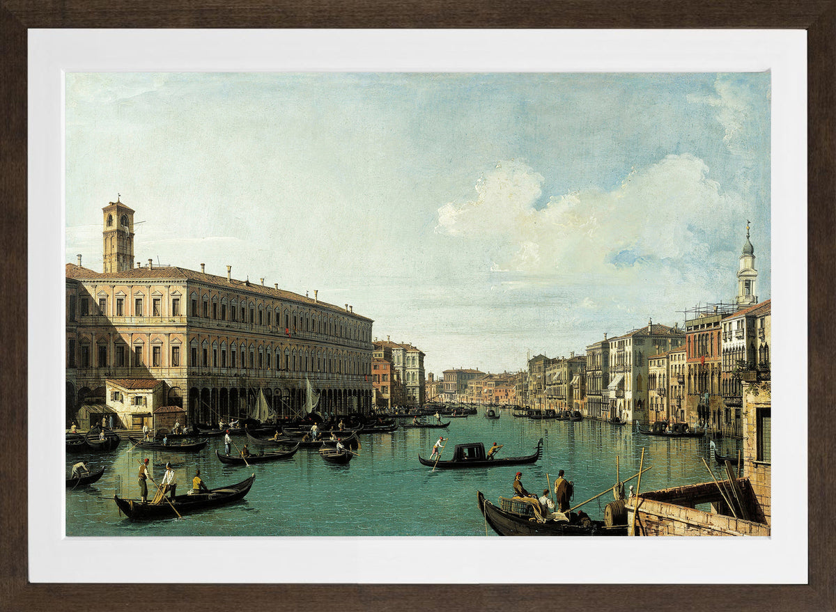 Canaletto Print, Le Grand Canal, vu du pont du Rialto (The Grand Canal Seen from the Rialto Bridge) (1725) — brown frame