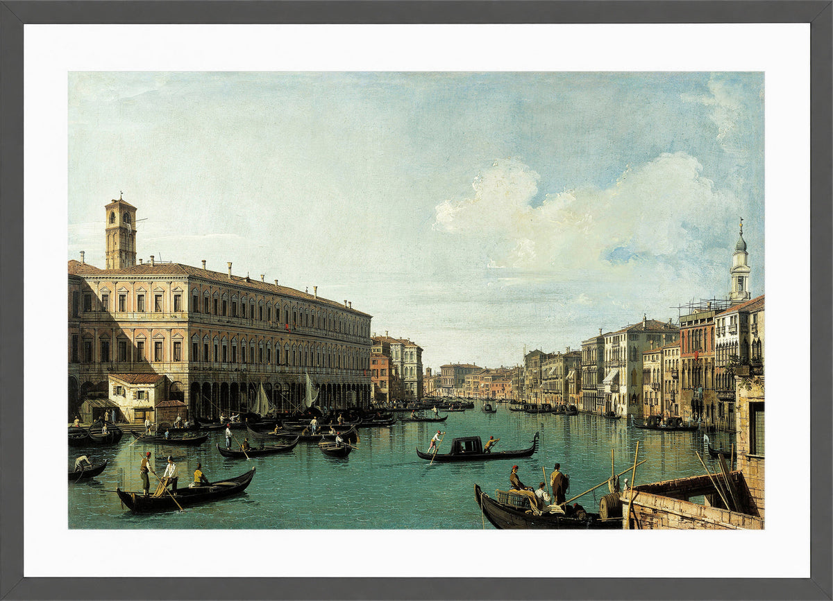 Canaletto Print, Le Grand Canal, vu du pont du Rialto (The Grand Canal Seen from the Rialto Bridge) (1725) — dark grey frame