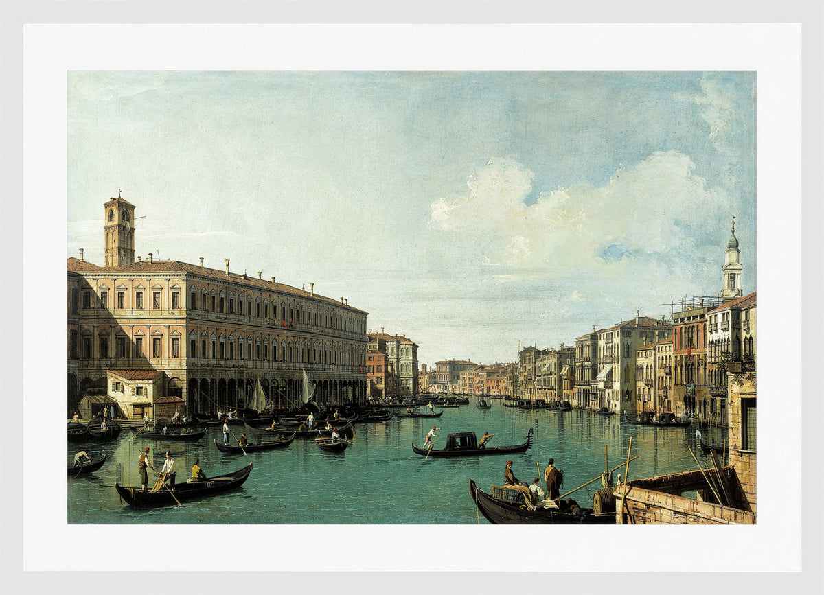 Canaletto Print, Le Grand Canal, vu du pont du Rialto (The Grand Canal Seen from the Rialto Bridge) (1725) — white frame