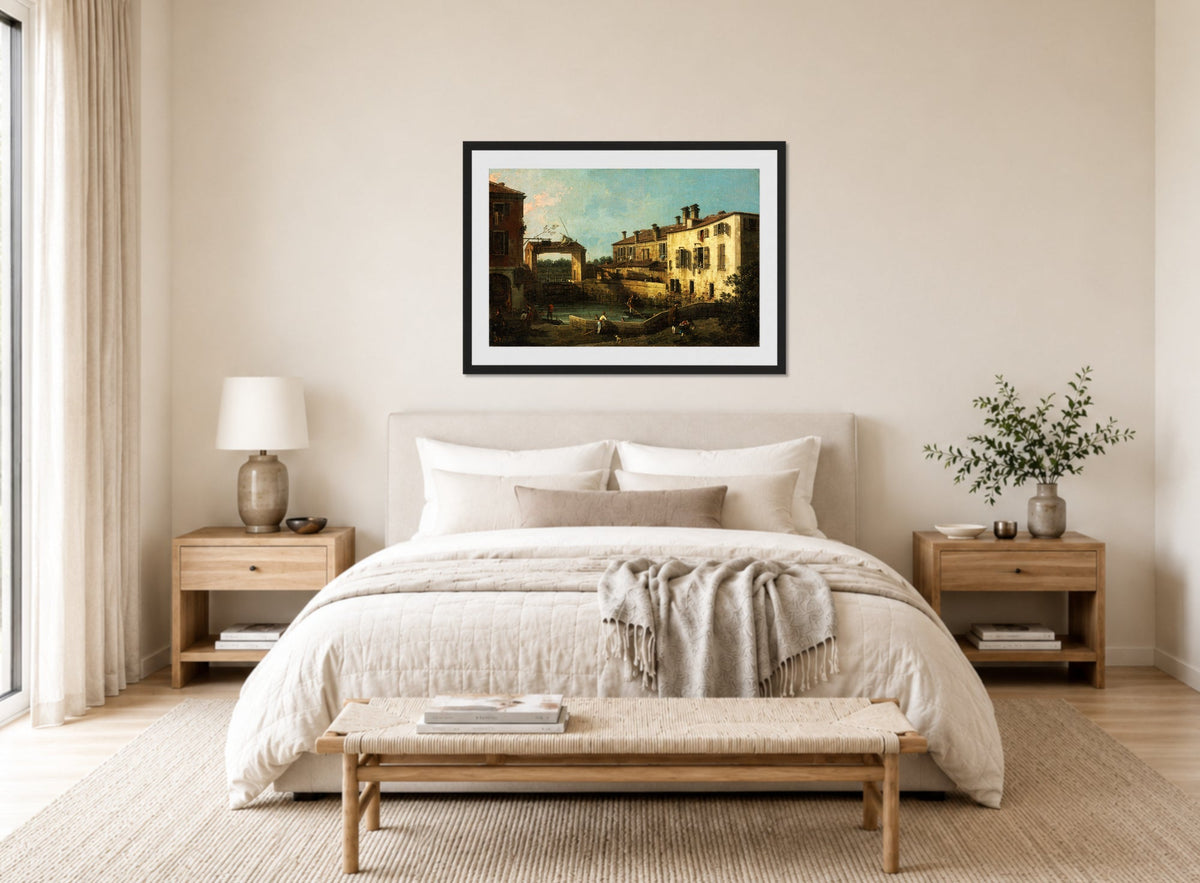 Canaletto Print, Lock near Dolo — bedroom