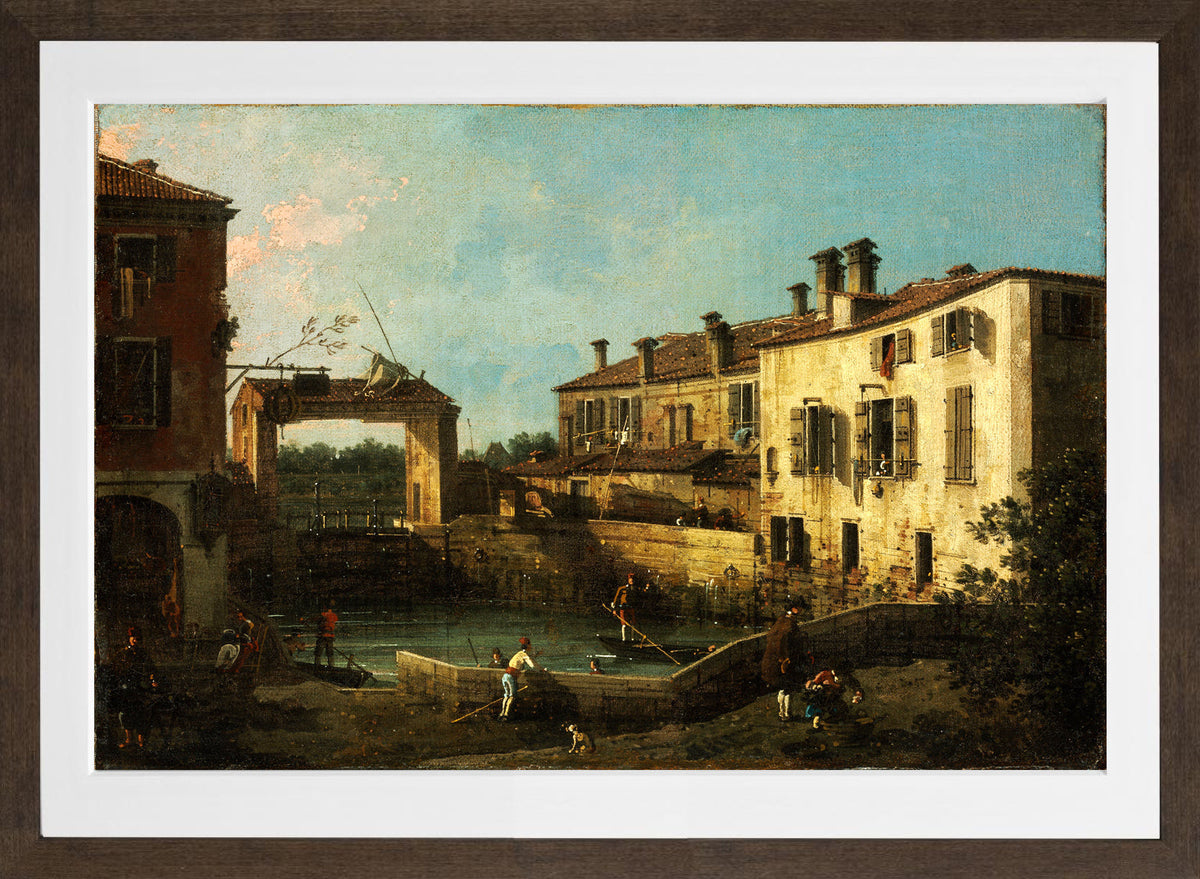 Canaletto Print, Lock near Dolo — brown frame