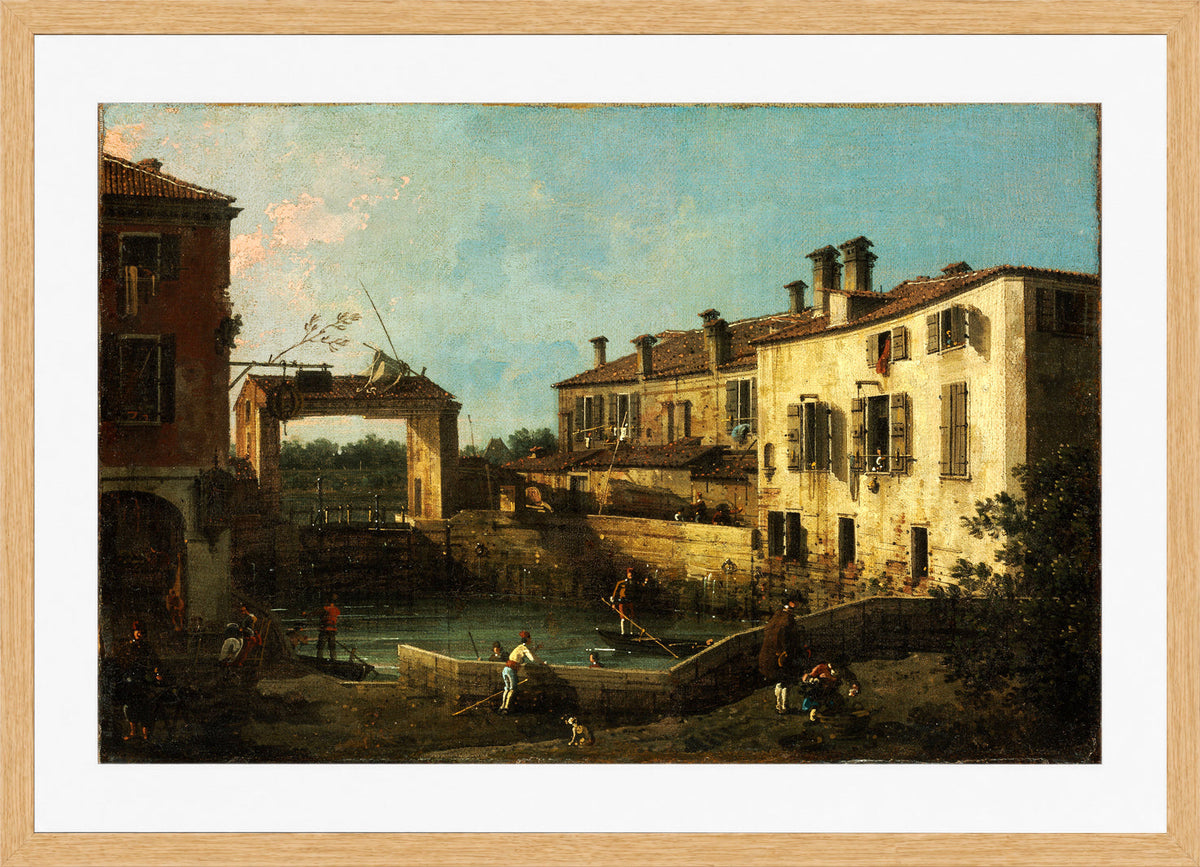 Canaletto Print, Lock near Dolo — oak frame
