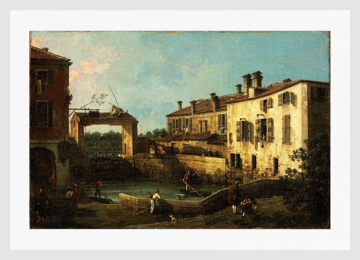 Canaletto Print, Lock near Dolo — white frame