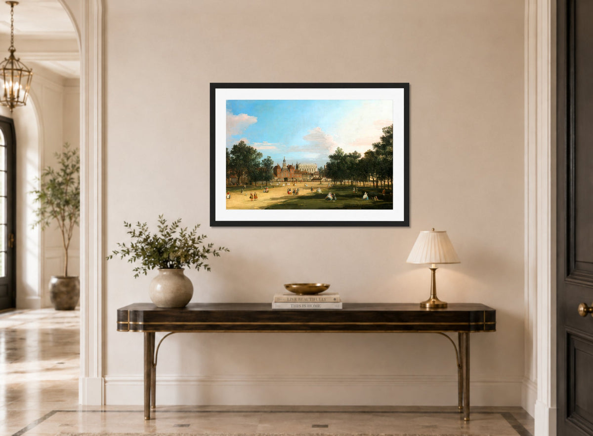 Canaletto Print, London: The Old Horse Guards and Banqueting Hall, Whitehall, from St James’s Park — hallway