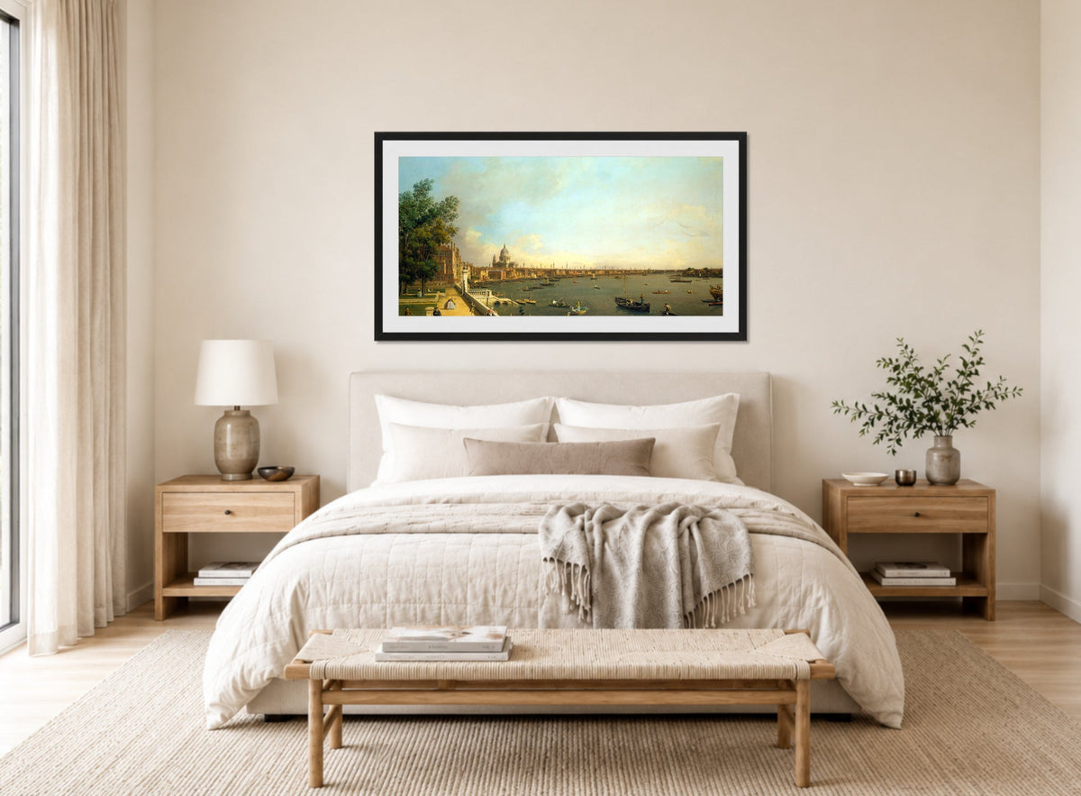 Canaletto Print, London: The Thames from Somerset House Terrace towards the City — bedroom