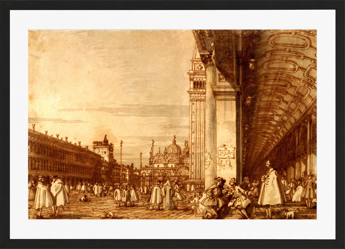 Canaletto Print, Piazza San Marco from the Southwest Corner, with the Procuratie Nuove on the Right — black frame