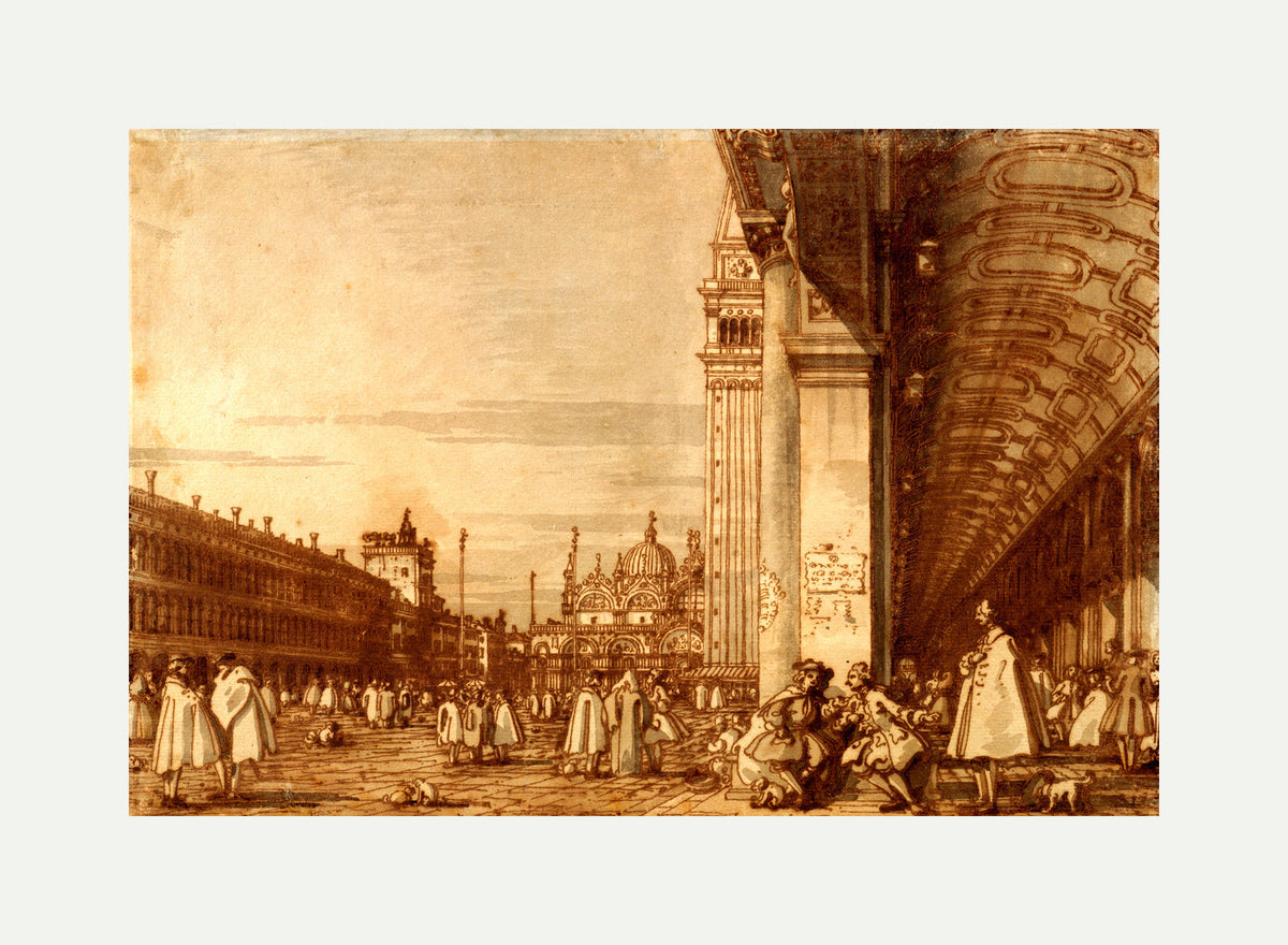 Canaletto Print, Piazza San Marco from the Southwest Corner, with the Procuratie Nuove on the Right — rolled canvas