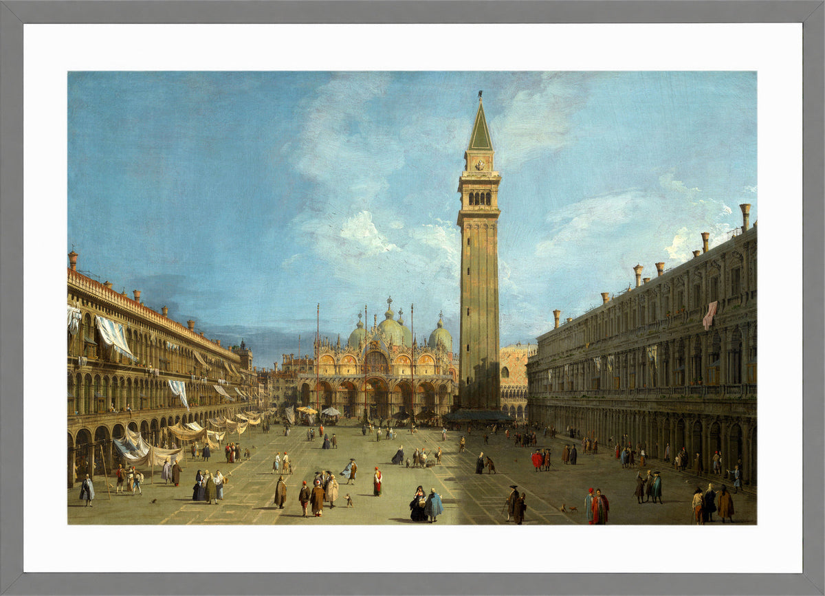 Canaletto Print, Piazza San Marco (late 1720s) — light grey frame