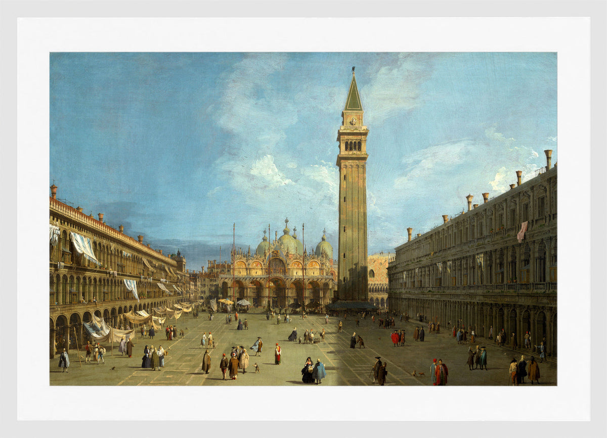 Canaletto Print, Piazza San Marco (late 1720s) — white frame