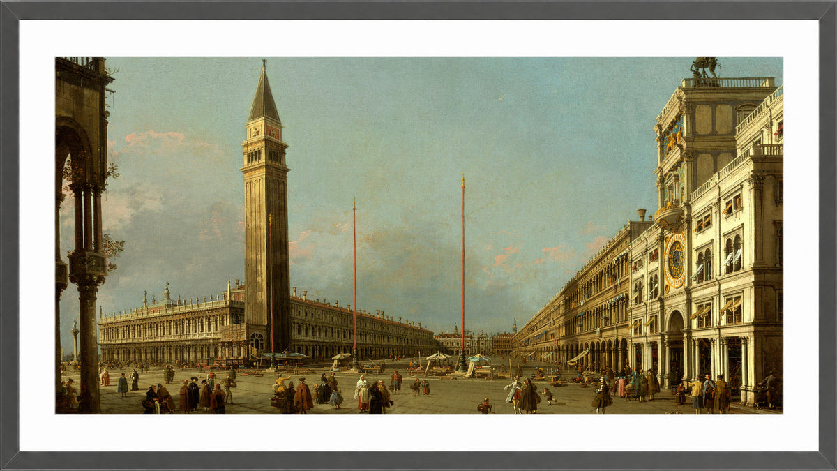 Canaletto Print, Piazza San Marco Looking South and West (1763) — dark grey frame