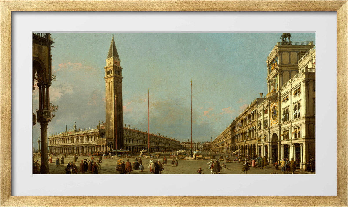 Canaletto Print, Piazza San Marco Looking South and West (1763) — gold frame