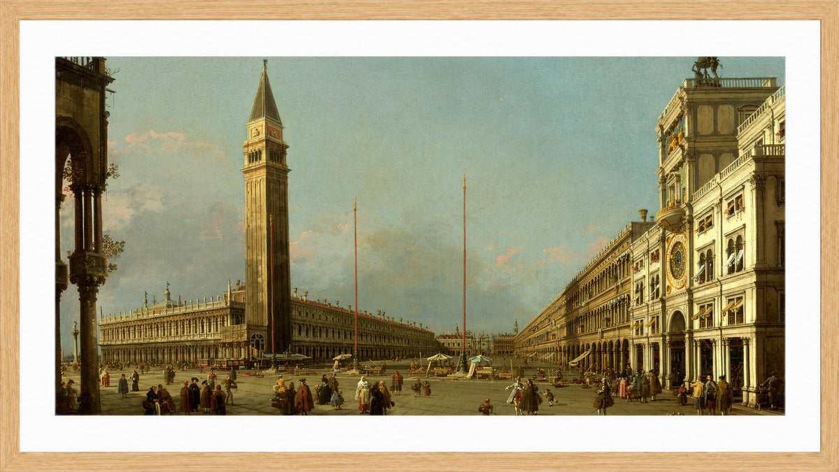 Canaletto Print, Piazza San Marco Looking South and West (1763) — oak frame