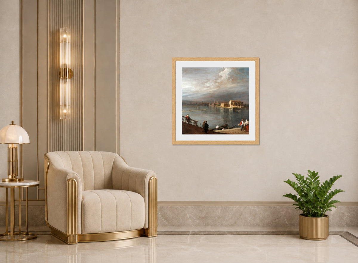 Canaletto Print, San Cristoforo, San Michele, and Murano from the Fondamenta Nuove, Venice (1722–1723) — art deco roomset