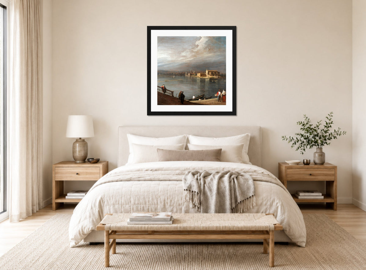 Canaletto Print, San Cristoforo, San Michele, and Murano from the Fondamenta Nuove, Venice (1722–1723) — bedroom