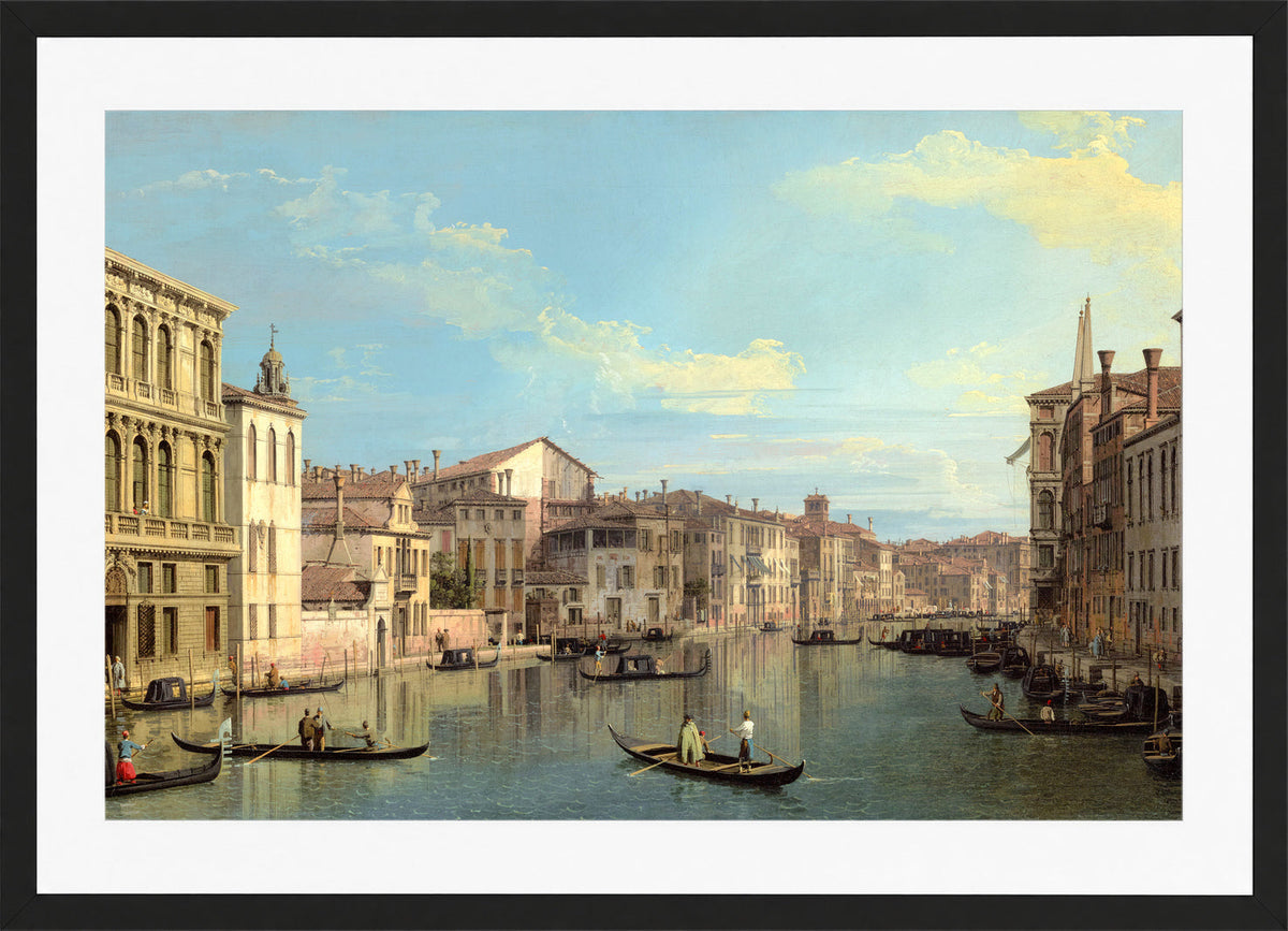 Canaletto Print, The Grand Canal in Venice from Palazzo Flangini to Campo San Marcuola — black frame