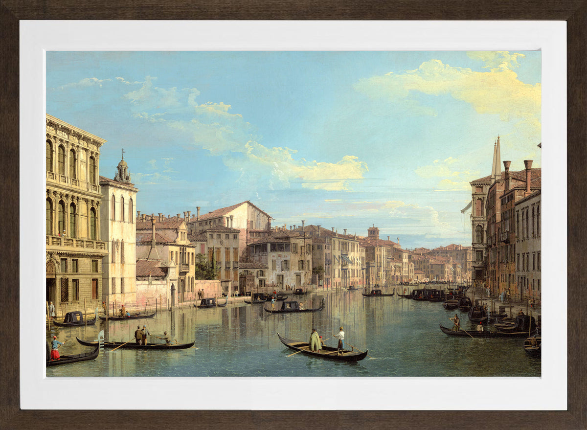 Canaletto Print, The Grand Canal in Venice from Palazzo Flangini to Campo San Marcuola — brown frame