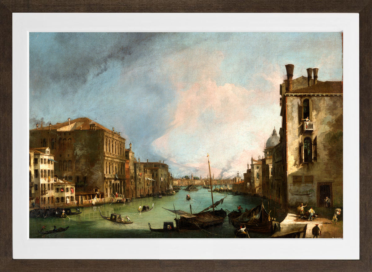 Canaletto Print, The Grand Canal in Venice with the Palazzo Corner Ca’Grande (1722) — brown frame