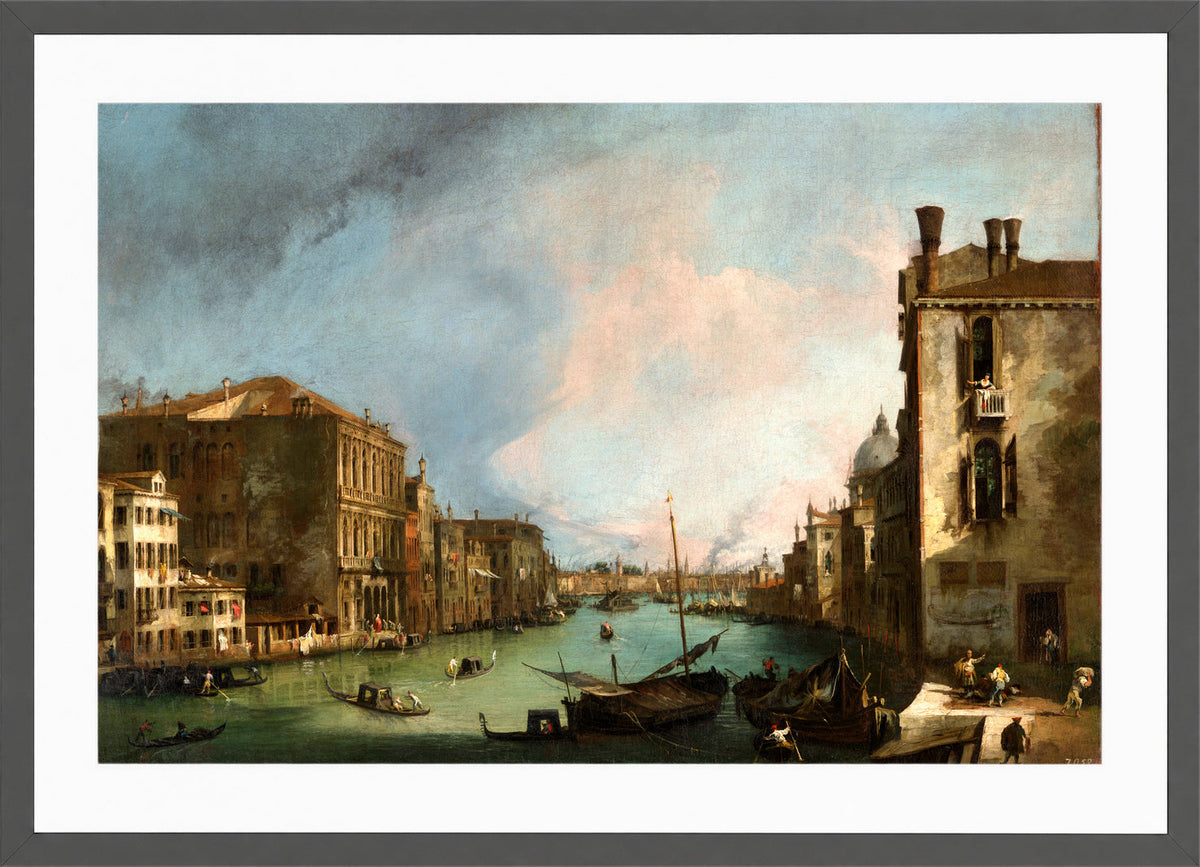 Canaletto Print, The Grand Canal in Venice with the Palazzo Corner Ca’Grande (1722) — dark grey frame
