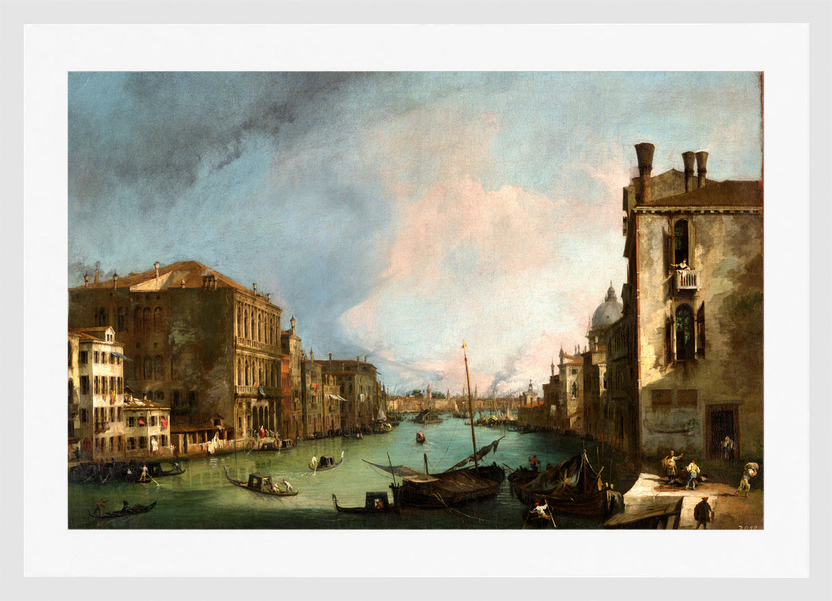 Canaletto Print, The Grand Canal in Venice with the Palazzo Corner Ca’Grande (1722) — white frame