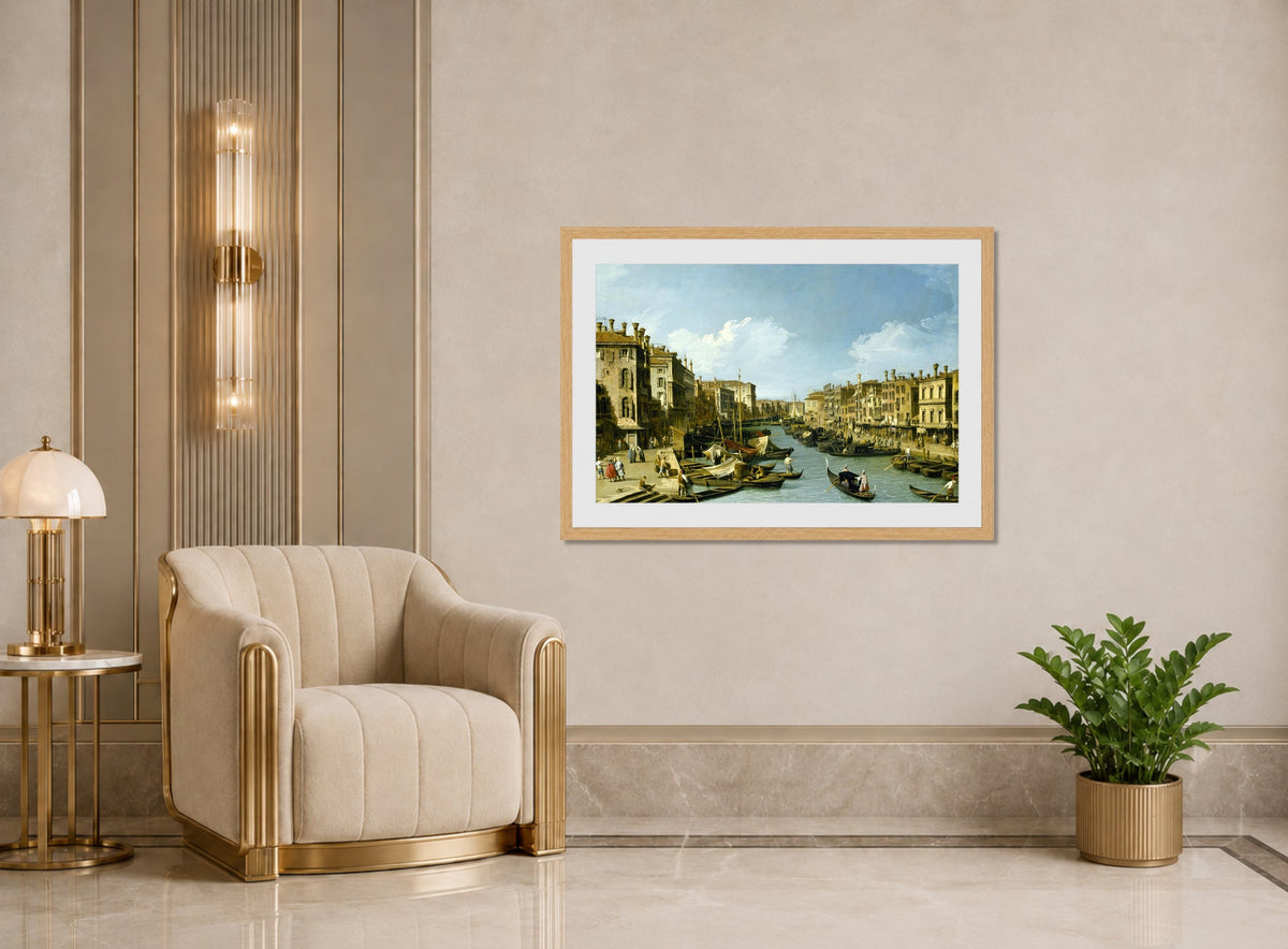Canaletto Print, The Grand Canal near the Rialto Bridge, Venice (1728-1732) — art deco roomset