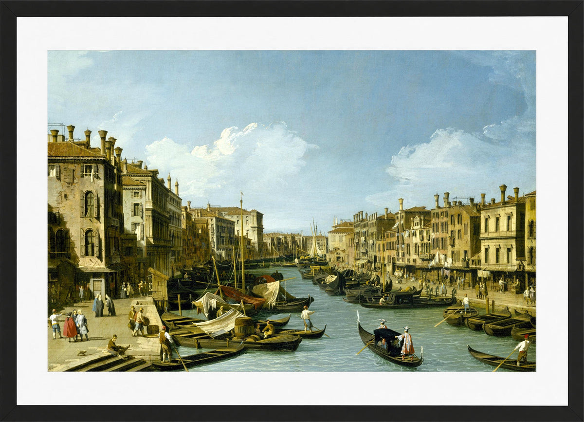 Canaletto Print, The Grand Canal near the Rialto Bridge, Venice (1728-1732) — black frame