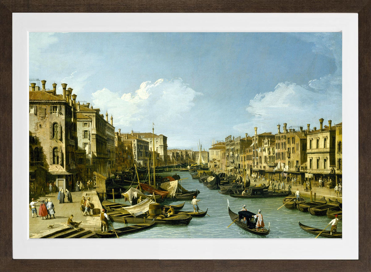 Canaletto Print, The Grand Canal near the Rialto Bridge, Venice (1728-1732) — brown frame