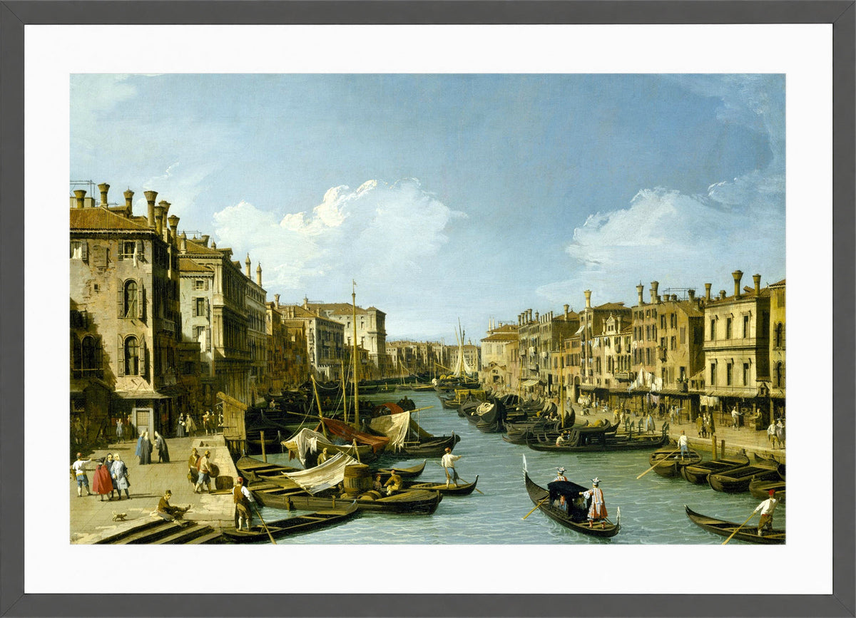 Canaletto Print, The Grand Canal near the Rialto Bridge, Venice (1728-1732) — dark grey frame