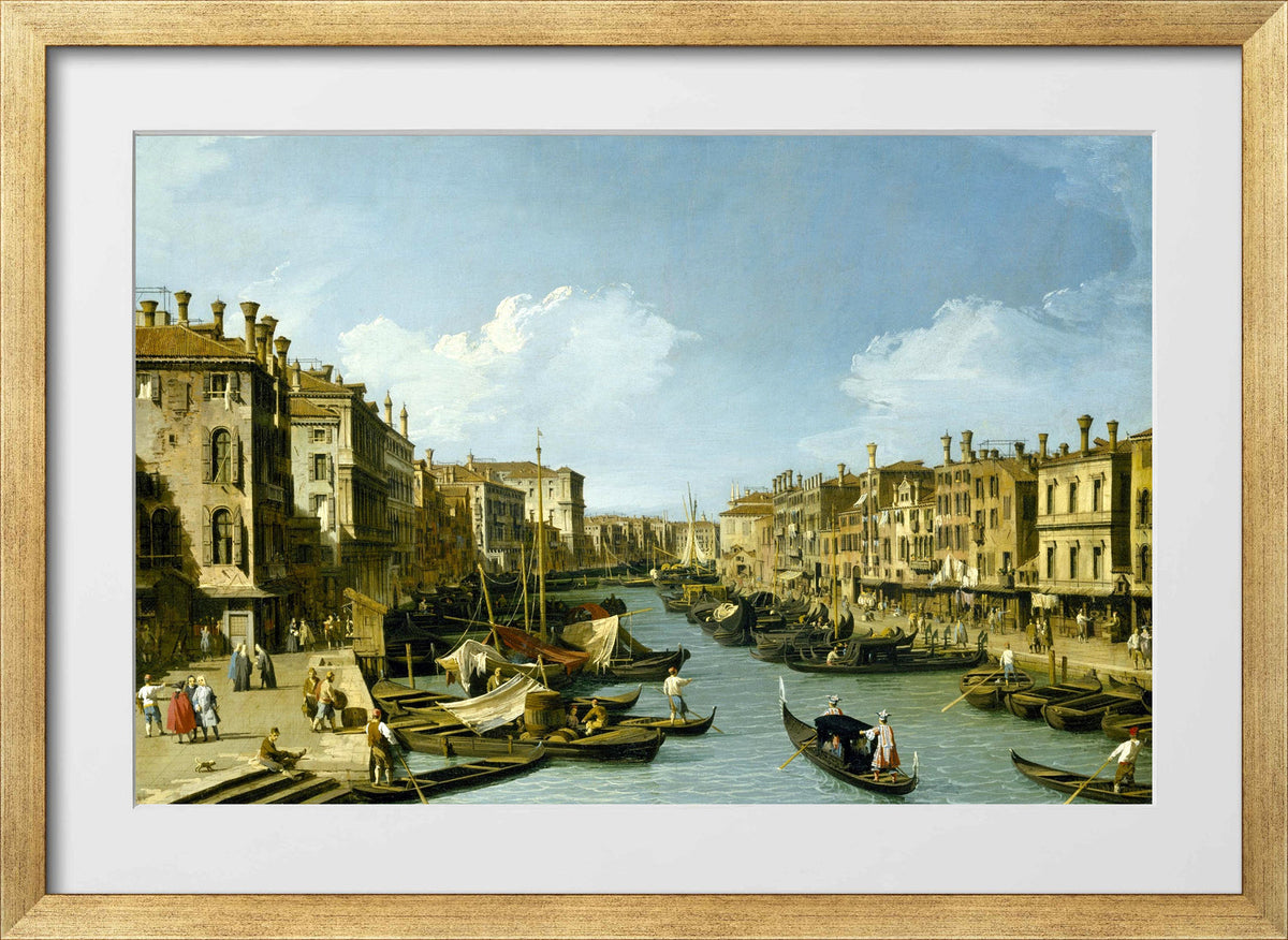 Canaletto Print, The Grand Canal near the Rialto Bridge, Venice (1728-1732) — gold frame