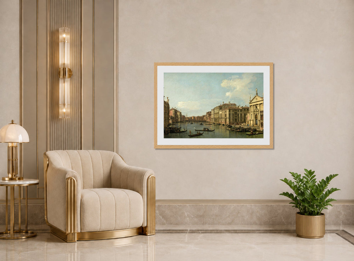 Canaletto Print, The Grand Canal, Venice, Looking South-East from San Stae to the Fabbriche Nuove di Rialto — art deco roomset