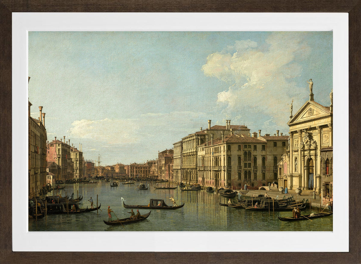 Canaletto Print, The Grand Canal, Venice, Looking South-East from San Stae to the Fabbriche Nuove di Rialto — brown frame