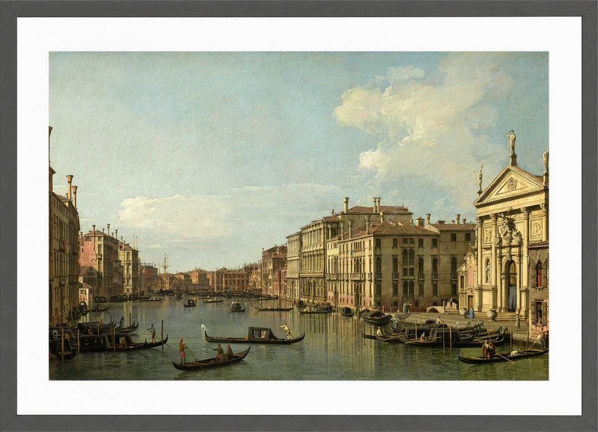 Canaletto Print, The Grand Canal, Venice, Looking South-East from San Stae to the Fabbriche Nuove di Rialto — dark grey frame