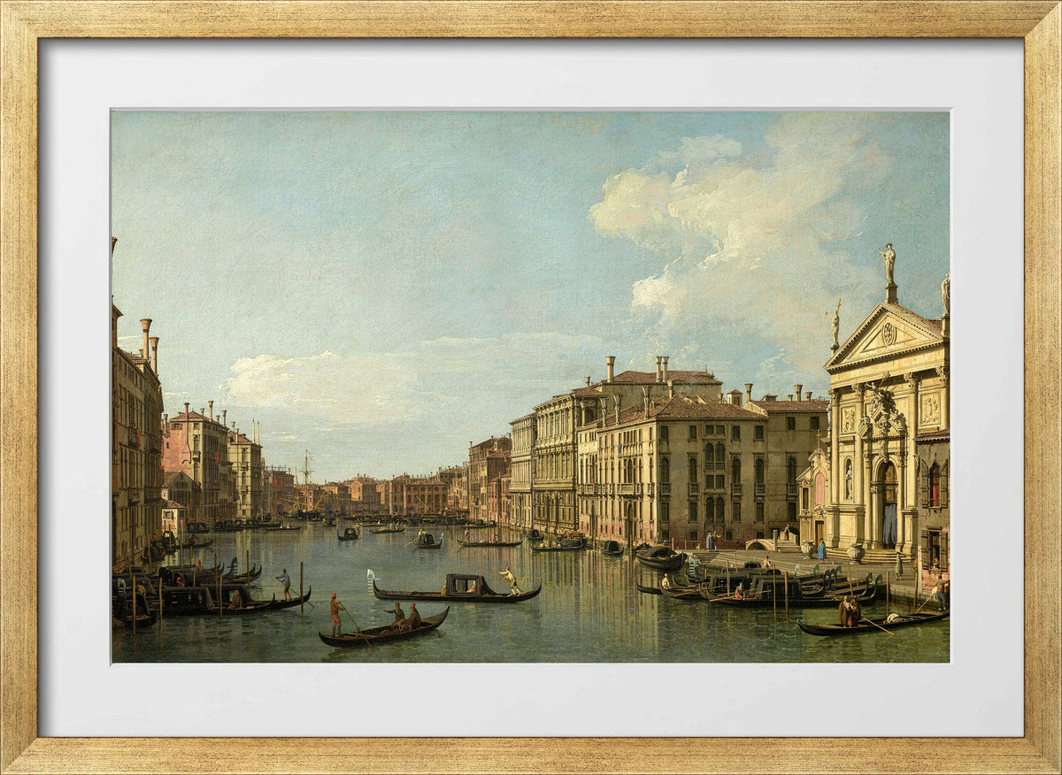 Canaletto Print, The Grand Canal, Venice, Looking South-East from San Stae to the Fabbriche Nuove di Rialto — gold frame