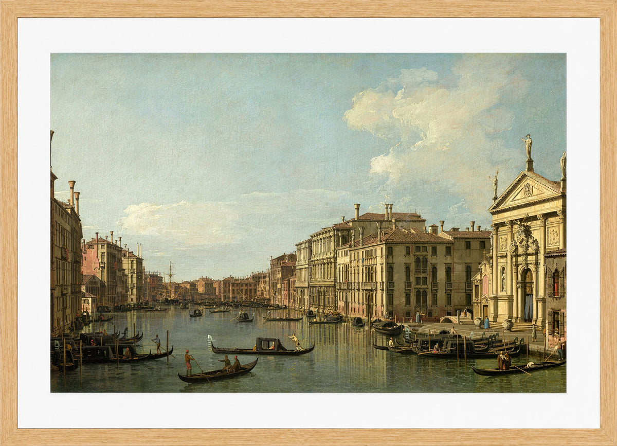 Canaletto Print, The Grand Canal, Venice, Looking South-East from San Stae to the Fabbriche Nuove di Rialto — oak frame