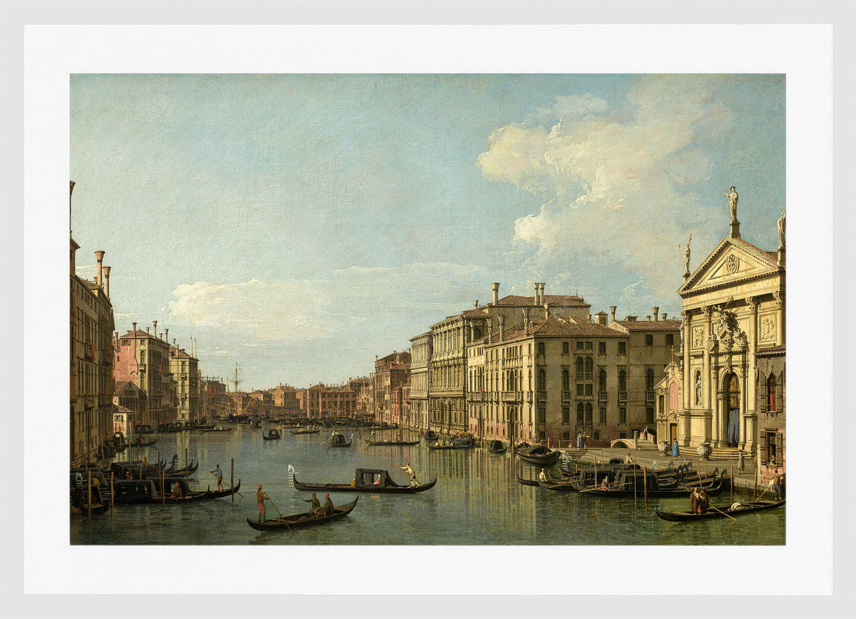 Canaletto Print, The Grand Canal, Venice, Looking South-East from San Stae to the Fabbriche Nuove di Rialto — white frame