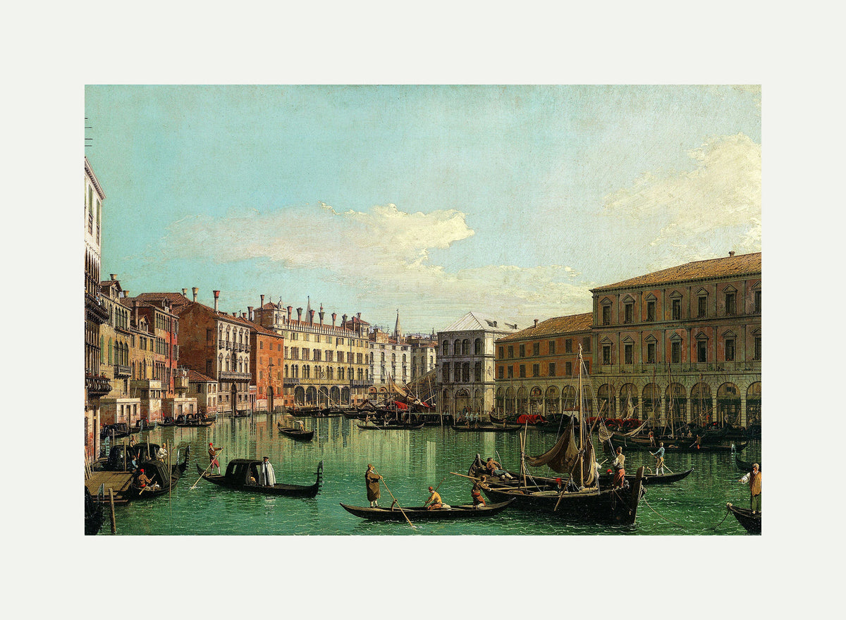 Canaletto Print, The Grand Canal, Venice, Looking South toward the Rialto Bridge (1730s) — rolled canvas
