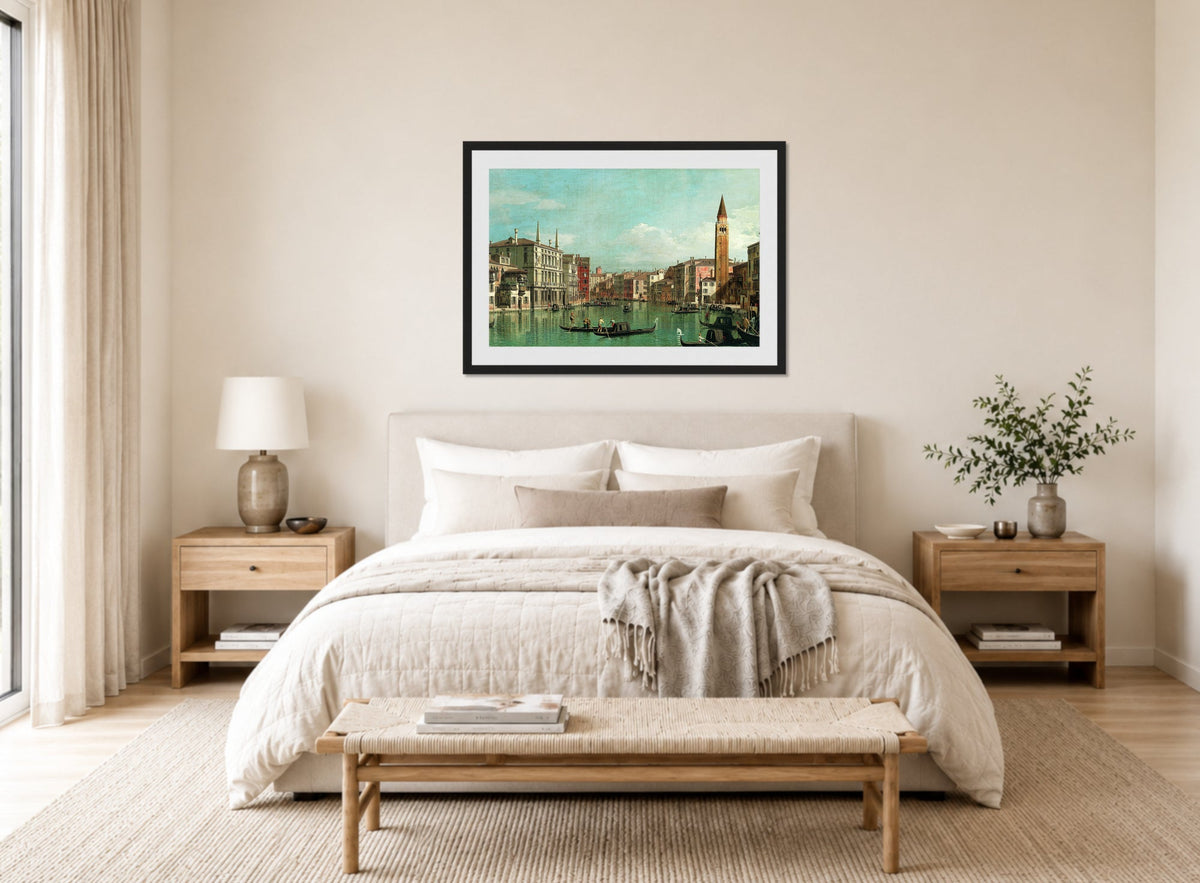 Canaletto Print, The Grand Canal, Venice, Looking Southeast, with the Campo della Carità to the Right (1730s) — bedroom