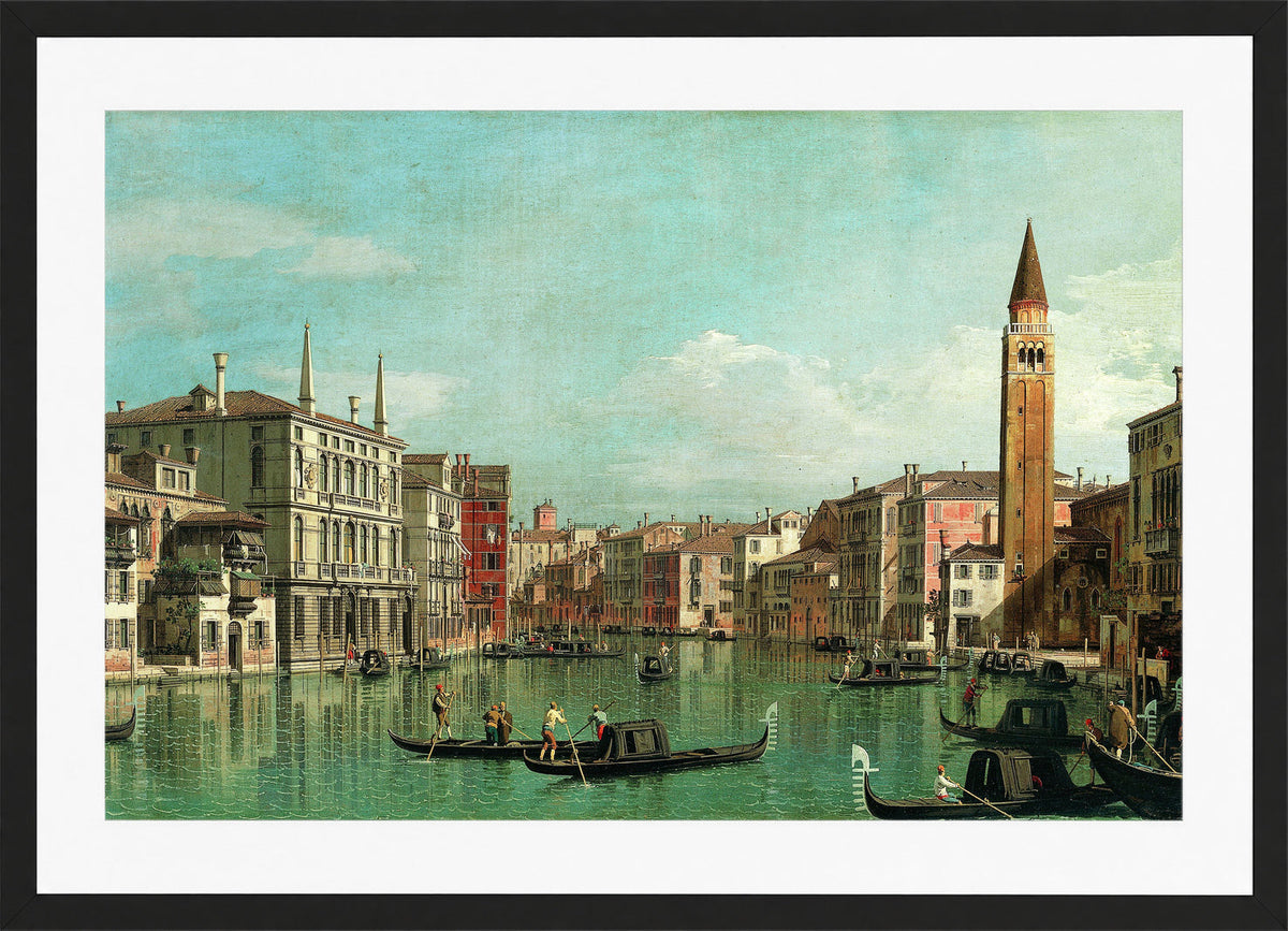 Canaletto Print, The Grand Canal, Venice, Looking Southeast, with the Campo della Carità to the Right (1730s) — black frame