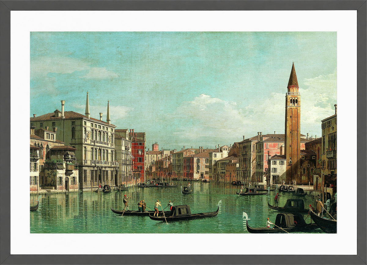 Canaletto Print, The Grand Canal, Venice, Looking Southeast, with the Campo della Carità to the Right (1730s) — dark grey frame
