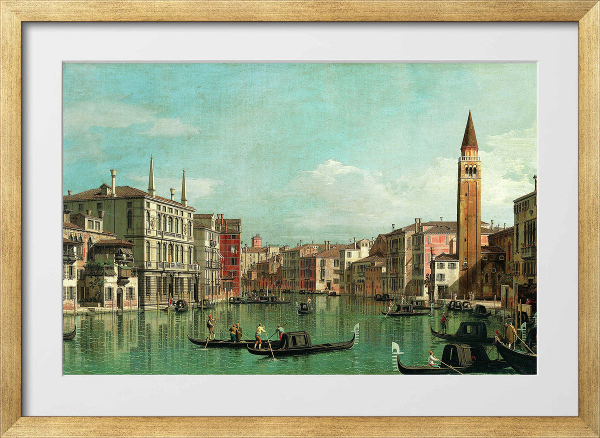 Canaletto Print, The Grand Canal, Venice, Looking Southeast, with the Campo della Carità to the Right (1730s) — gold frame