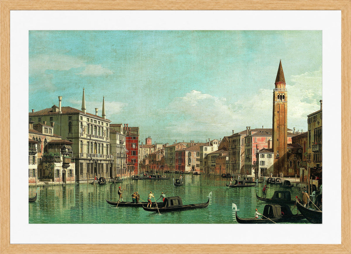 Canaletto Print, The Grand Canal, Venice, Looking Southeast, with the Campo della Carità to the Right (1730s) — oak frame