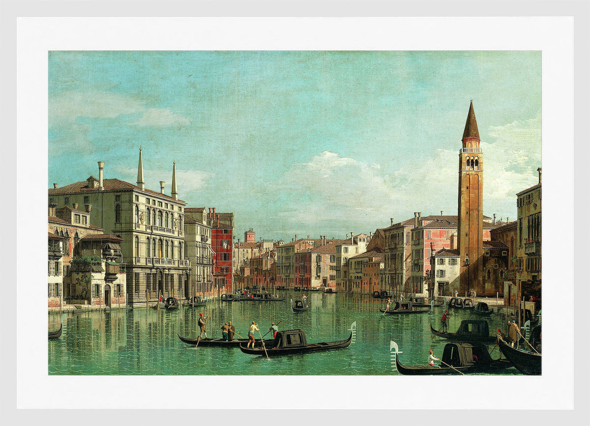 Canaletto Print, The Grand Canal, Venice, Looking Southeast, with the Campo della Carità to the Right (1730s) — white frame